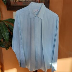 Calvin Klein Turquoise and White Dress Shirt